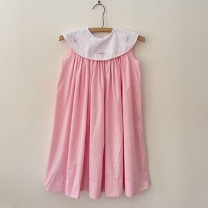 EUC Soft Ballet Pink Micro Gingham  Embroidered Watermelon Heirloom Dress